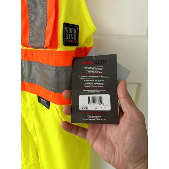 Work King High Visibility Bib Working Construction Overall Green Men Size Small - Picture 4 of 7